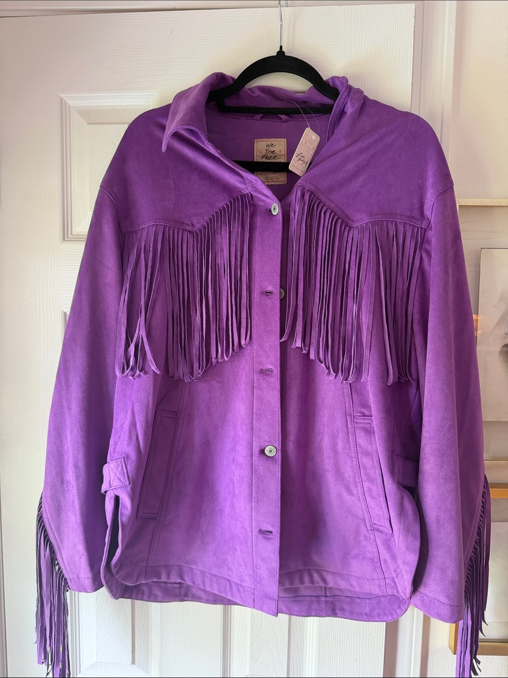 We The Free Bright Purple Vegan Fringe Jacket